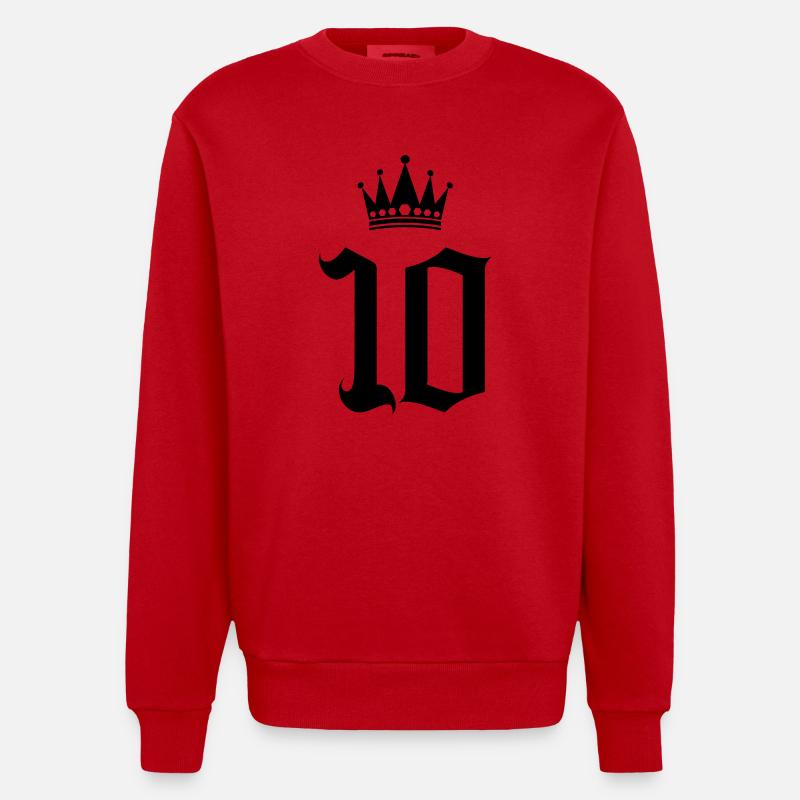 10 Crowns - Heavyweight Oversized Organic Crew Neck Made in EU - red