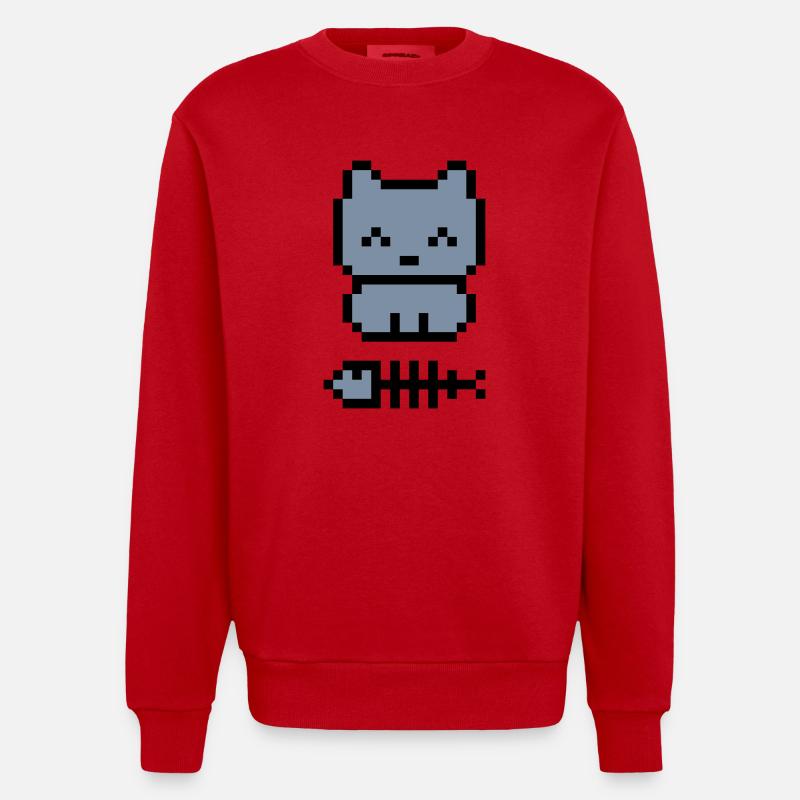 pixelkitten - Heavyweight Oversized Organic Crew Neck Made in EU - Rot