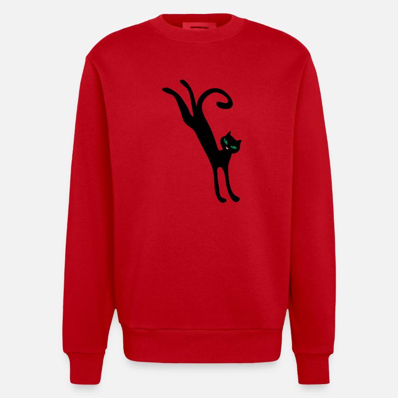 Retro springende Katze - Heavyweight Oversized Organic Crew Neck Made in EU - Rot