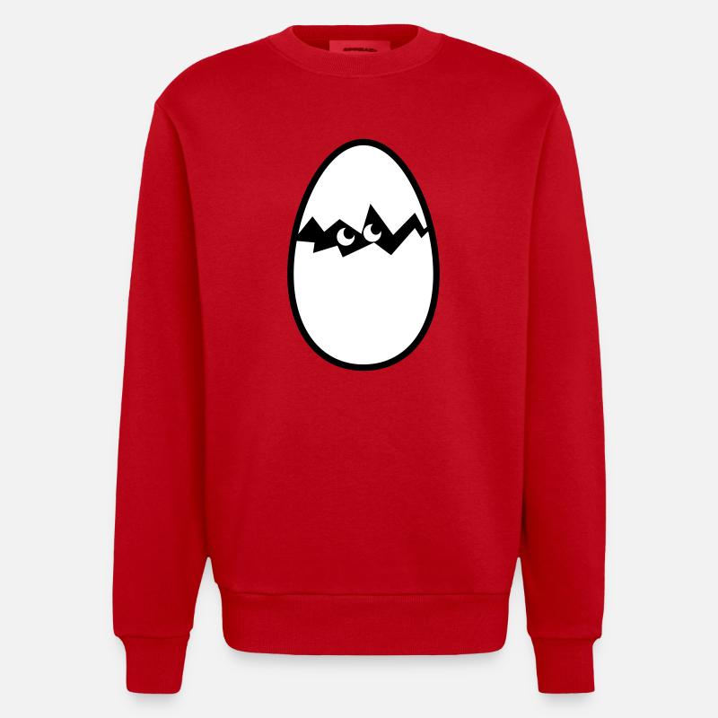 Egg with chicks - Heavyweight Oversized Organic Crew Neck Made in EU - red