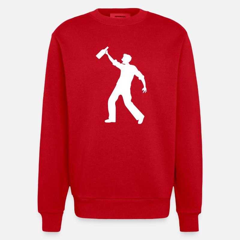 Beer Drinking Silhouette - Heavyweight Oversized Organic Crew Neck Made in EU - red
