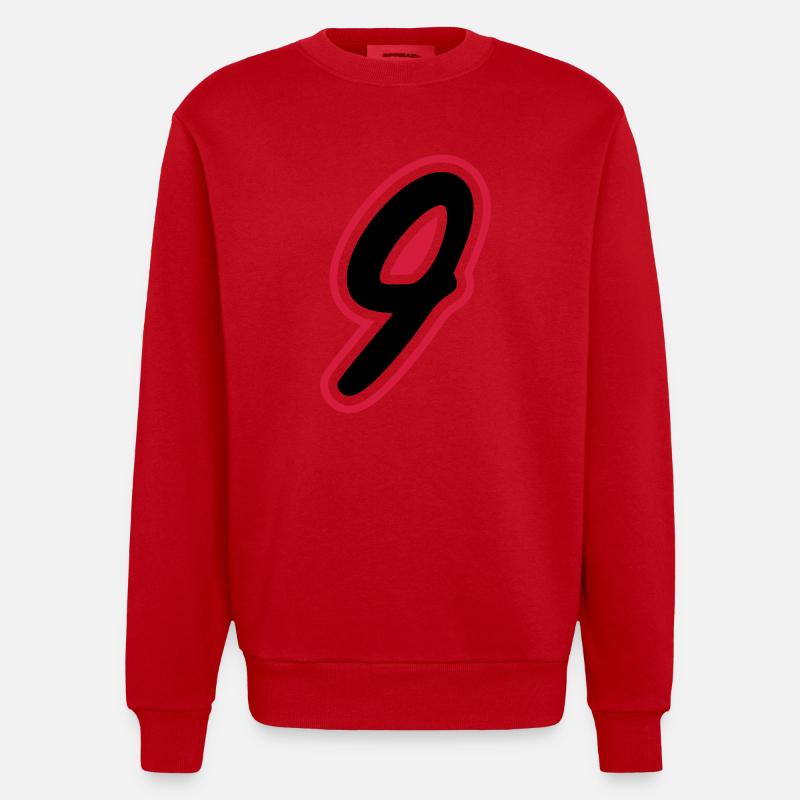 9 Symbole numérique - Sweat bio épais oversize fabriqué en UE - rouge