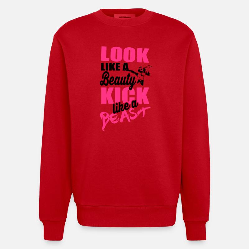 Kick like a beast - Heavyweight Oversized Organic Crew Neck Made in EU - Rot