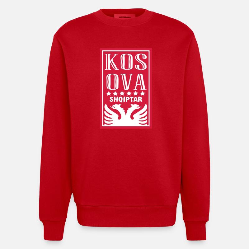 Kosovo Shqiptar conception - Sweat bio épais oversize fabriqué en UE - rouge