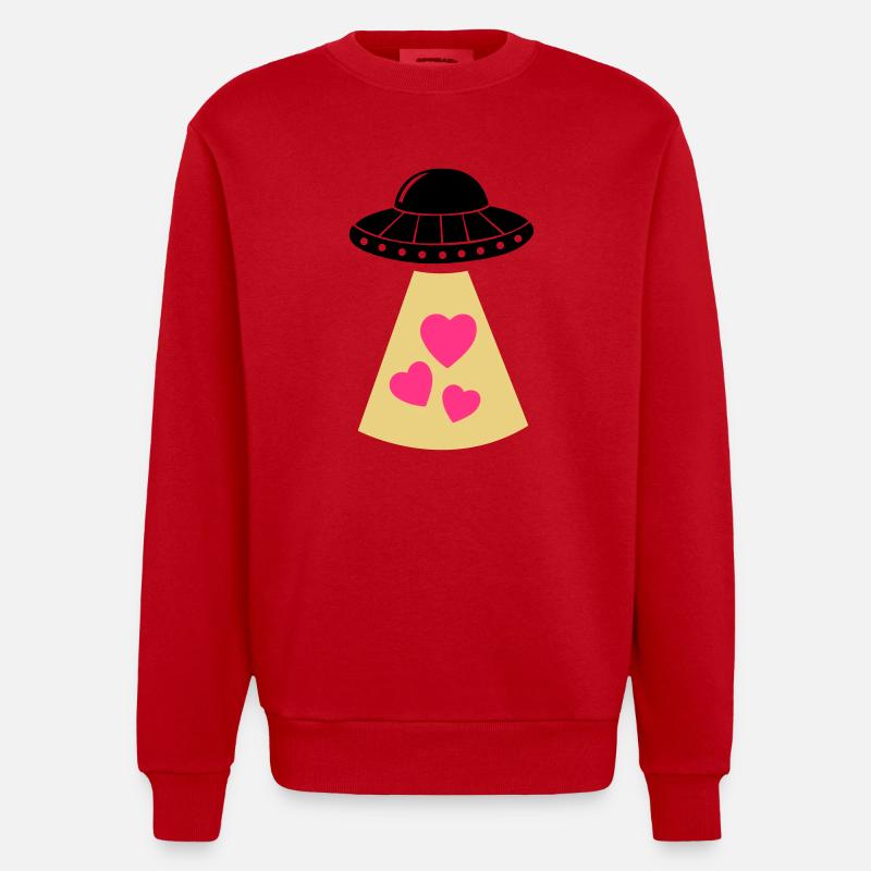 ufo herz - Heavyweight Oversized Organic Crew Neck Made in EU - Rot