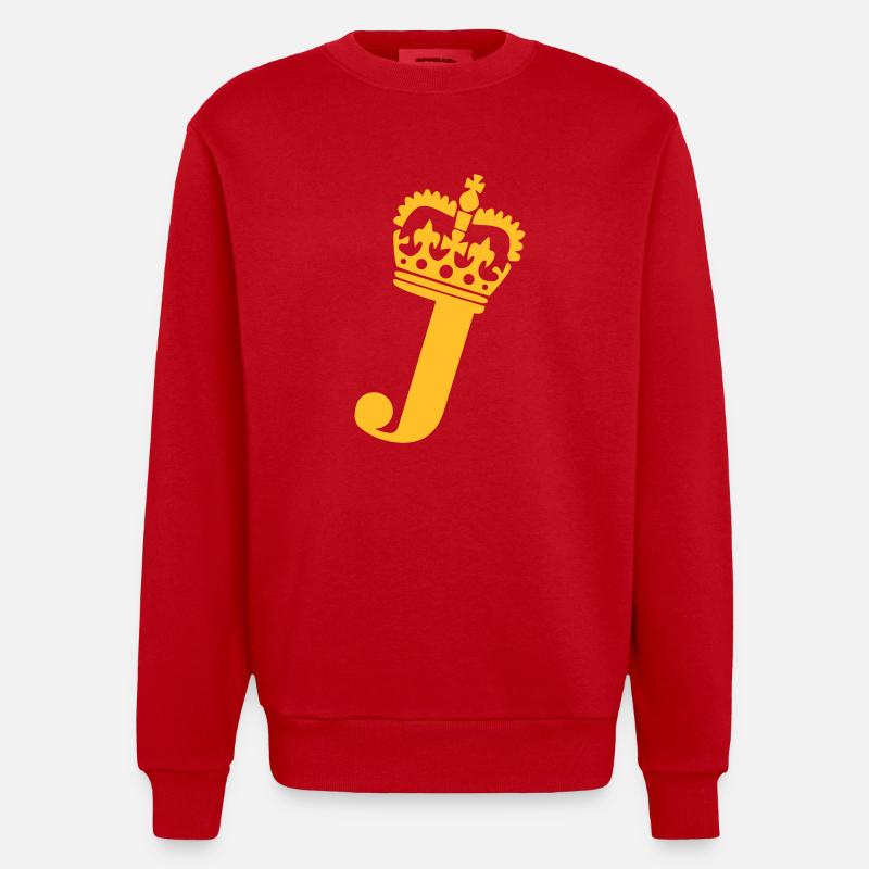 Buchstabe J - Heavyweight Oversized Organic Crew Neck Made in EU - Rot