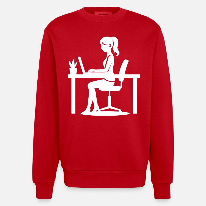 Arbeiter Frau Computer Job - Heavyweight Oversized Organic Crew Neck Made in EU - Rot