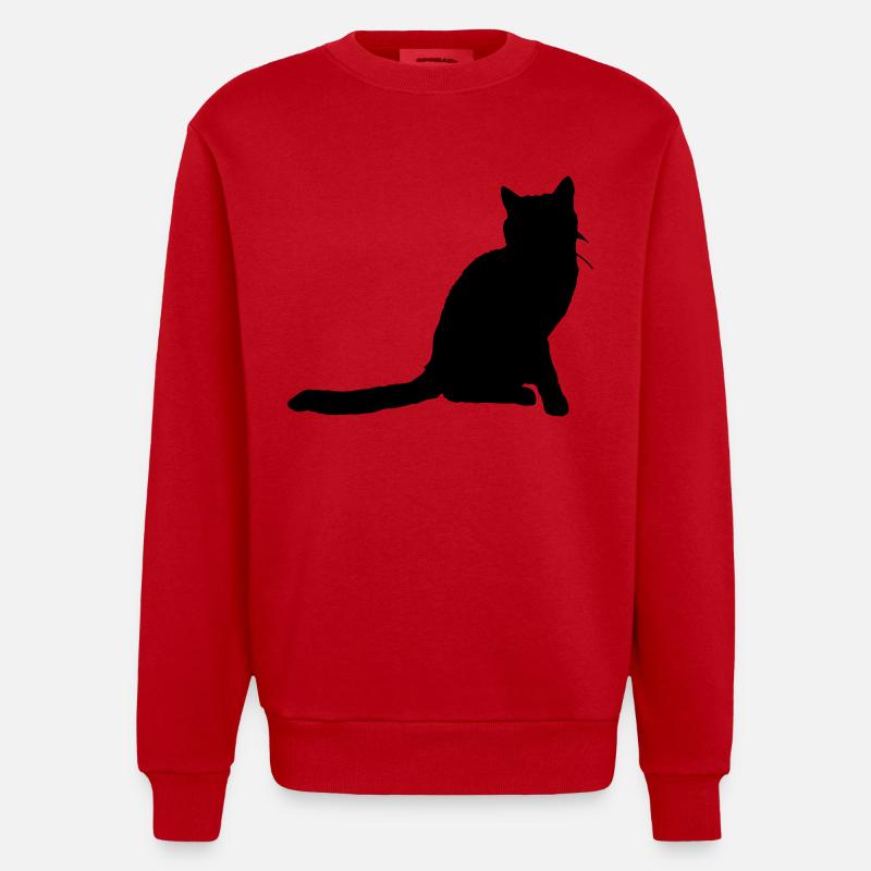 Vector Cat Silhouette - Sweat bio épais oversize fabriqué en UE - rouge