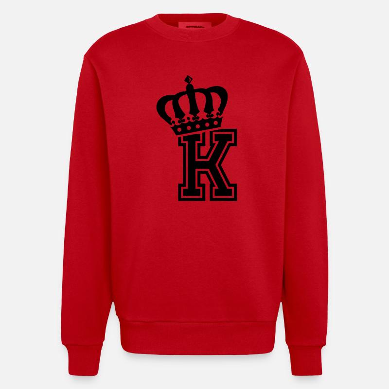 Buchstabe K - Heavyweight Oversized Organic Crew Neck Made in EU - Rot