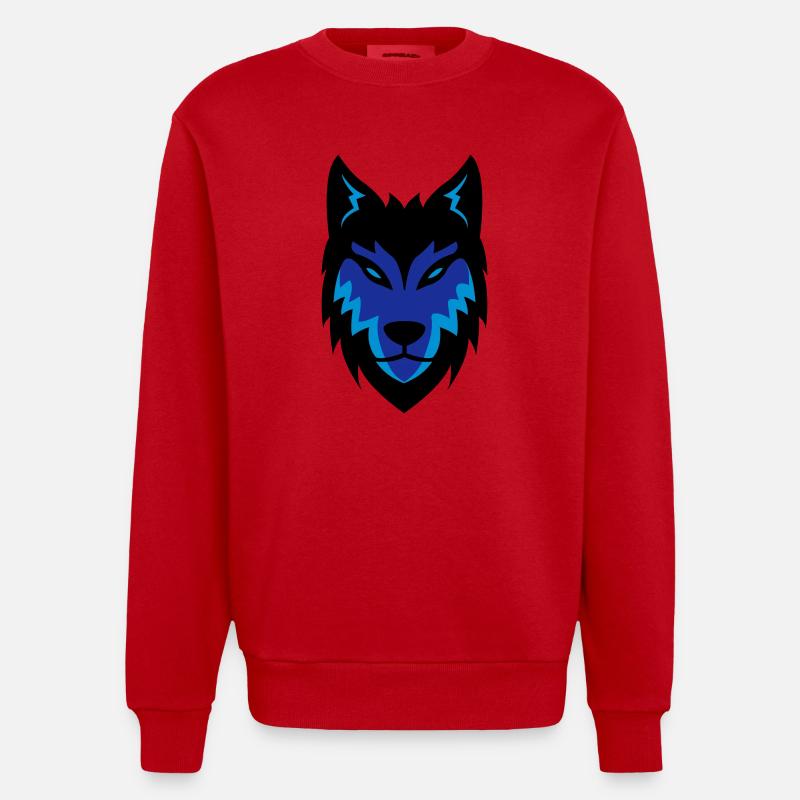wolf_02 - Sweat bio épais oversize fabriqué en UE - rouge