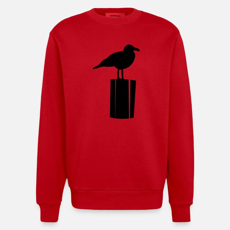 Möwe sitzend - Heavyweight Oversized Organic Crew Neck Made in EU - Rot