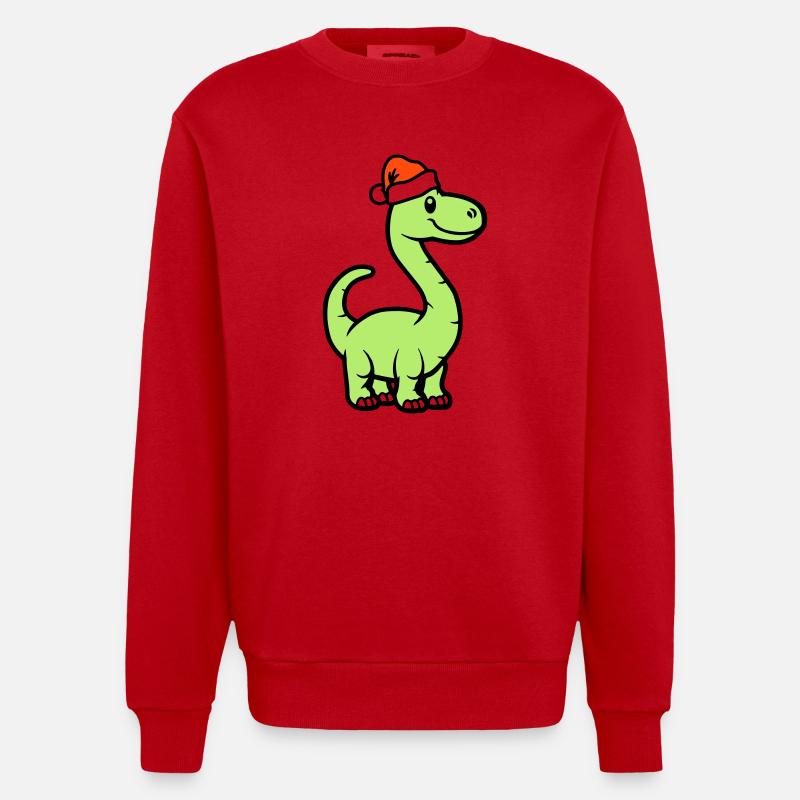 Dinosaure Brontosaure Père Noël - Sweat bio épais oversize fabriqué en UE - rouge