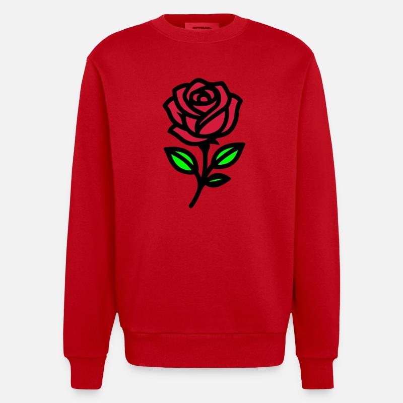 Fleur de rose - Sweat bio épais oversize fabriqué en UE - rouge