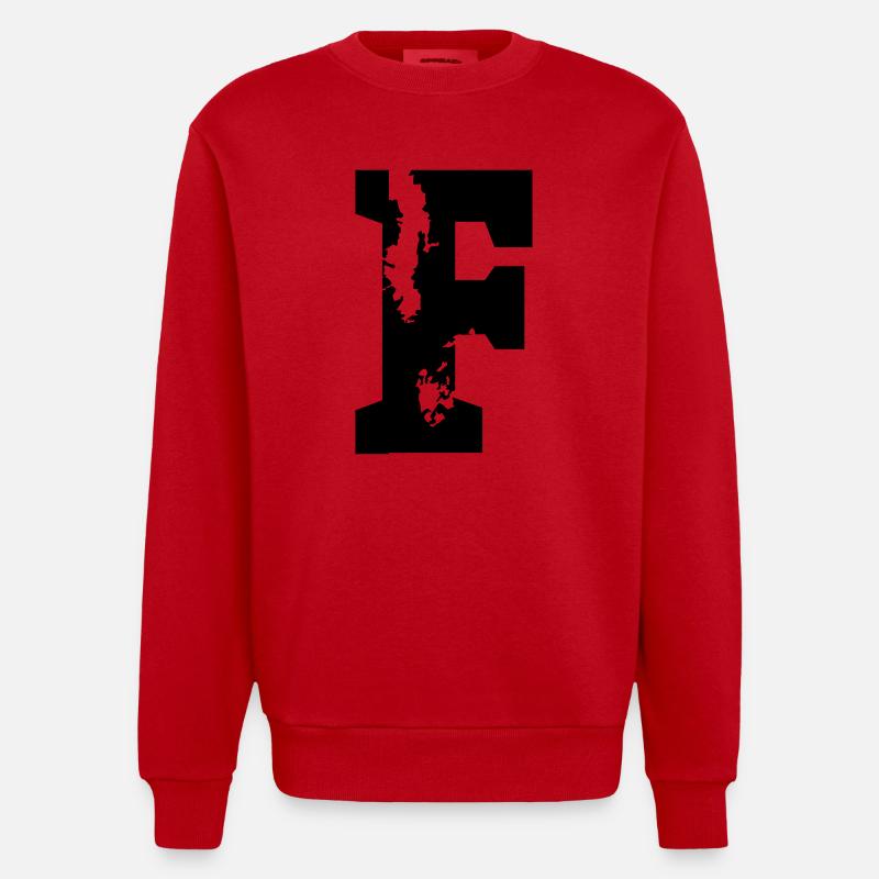 F - Buchstabe - Heavyweight Oversized Organic Crew Neck Made in EU - Rot