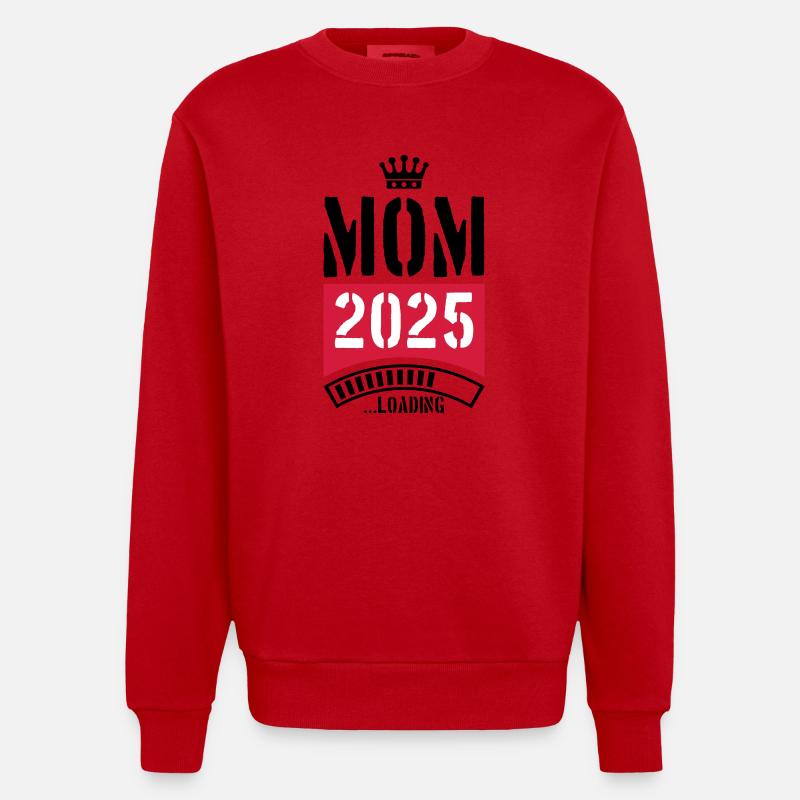 Mama 2025 Loading Mom - Heavyweight Oversized Organic Crew Neck Made in EU - red