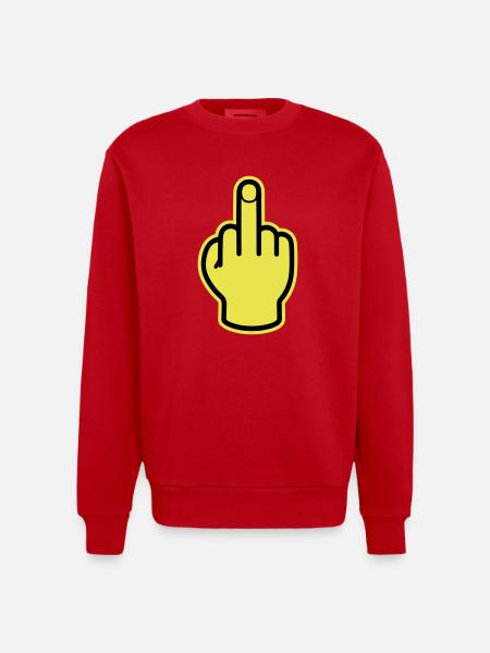 Middle Finger Hand Provocative - Heavyweight Oversized Organic Crew Neck Made in EU - red