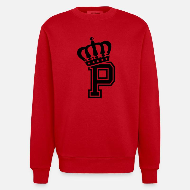 Buchstabe P - Heavyweight Oversized Organic Crew Neck Made in EU - Rot