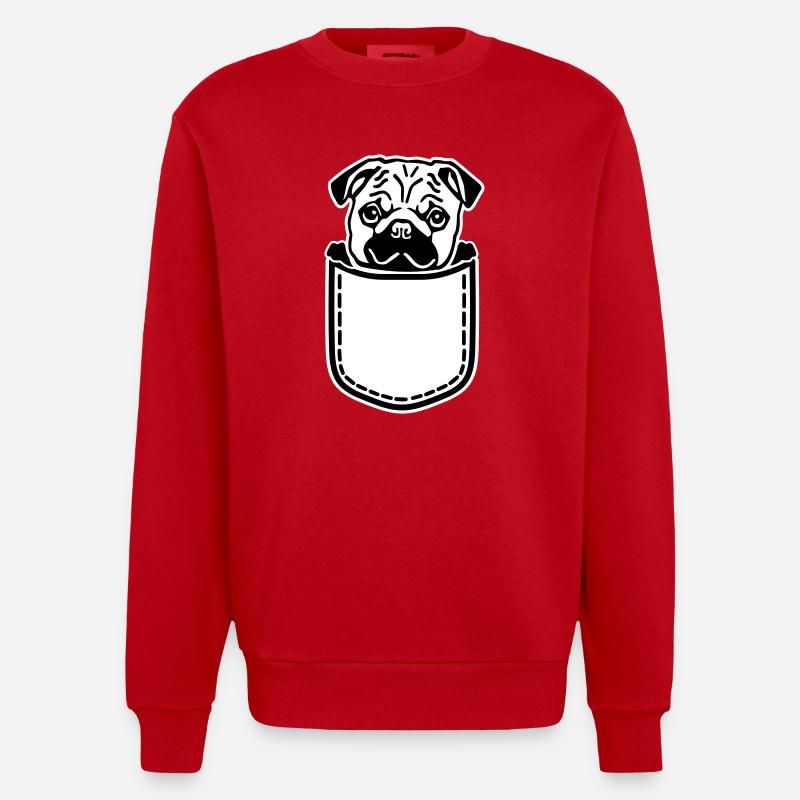 Pug - Heavyweight Oversized Organic Crew Neck Made in EU - red