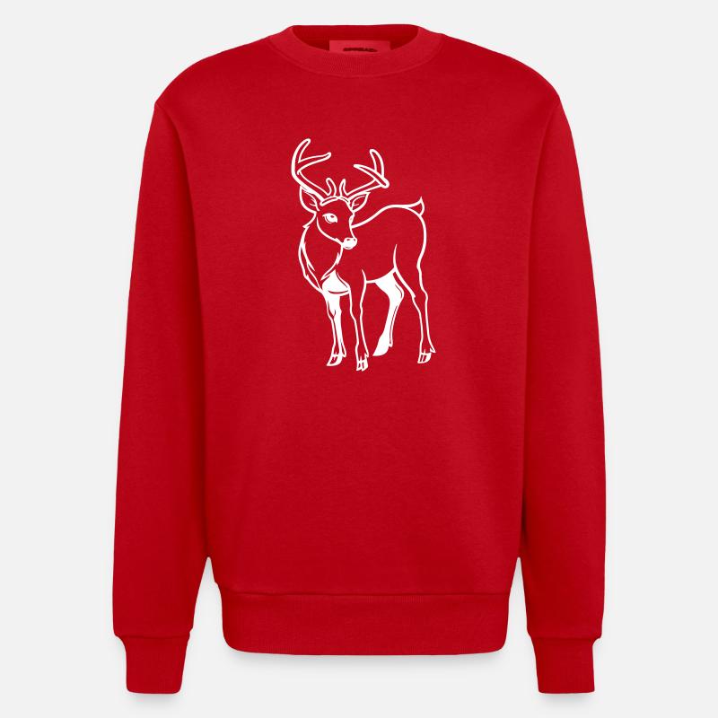 reh hirsch comic - Heavyweight Oversized Organic Crew Neck Made in EU - Rot