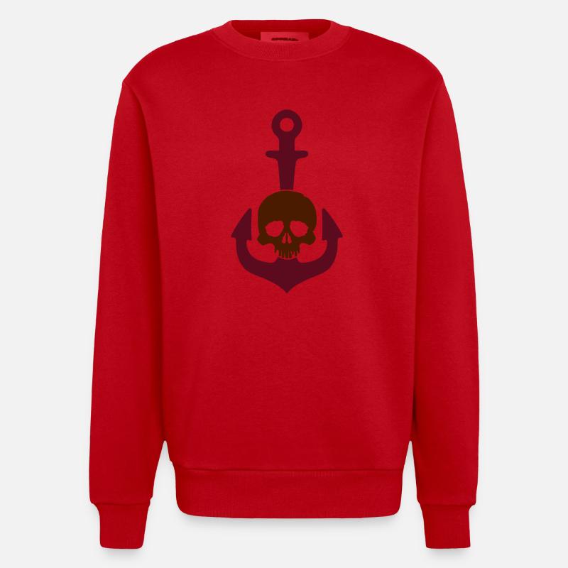 Crâne d’ancre - Sweat bio épais oversize fabriqué en UE - rouge