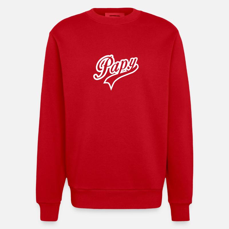 papy logo 15032 - Sweat bio épais oversize fabriqué en UE - rouge
