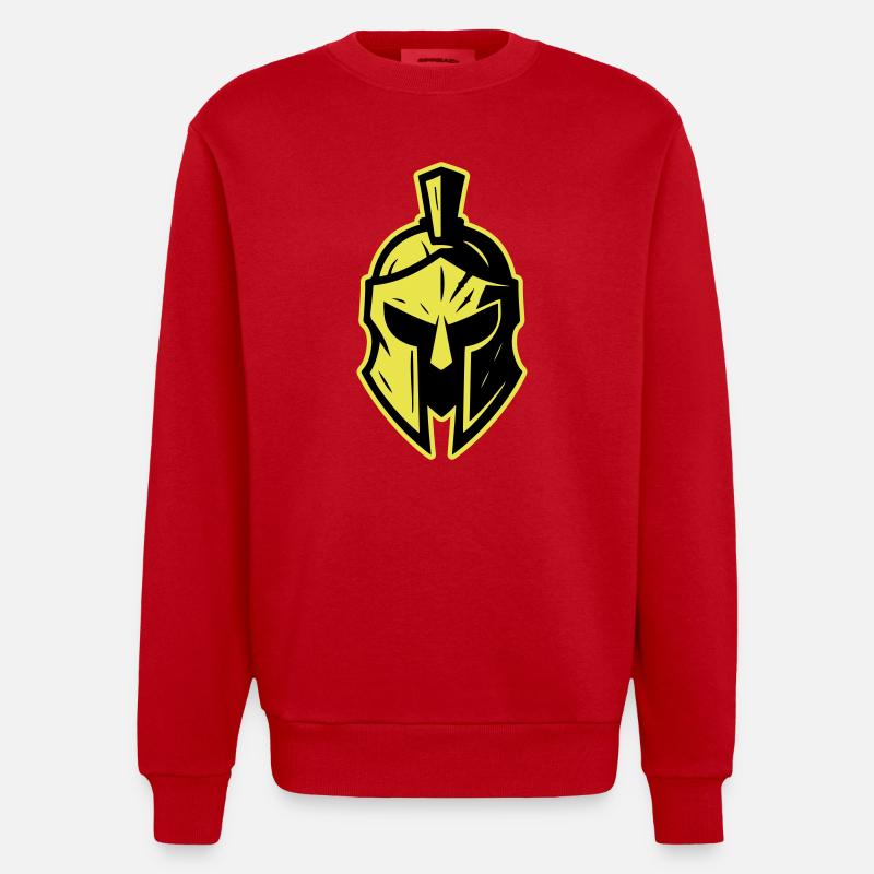 Spartaner Gladiator Helm Sparta - Heavyweight Oversized Organic Crew Neck Made in EU - Rot