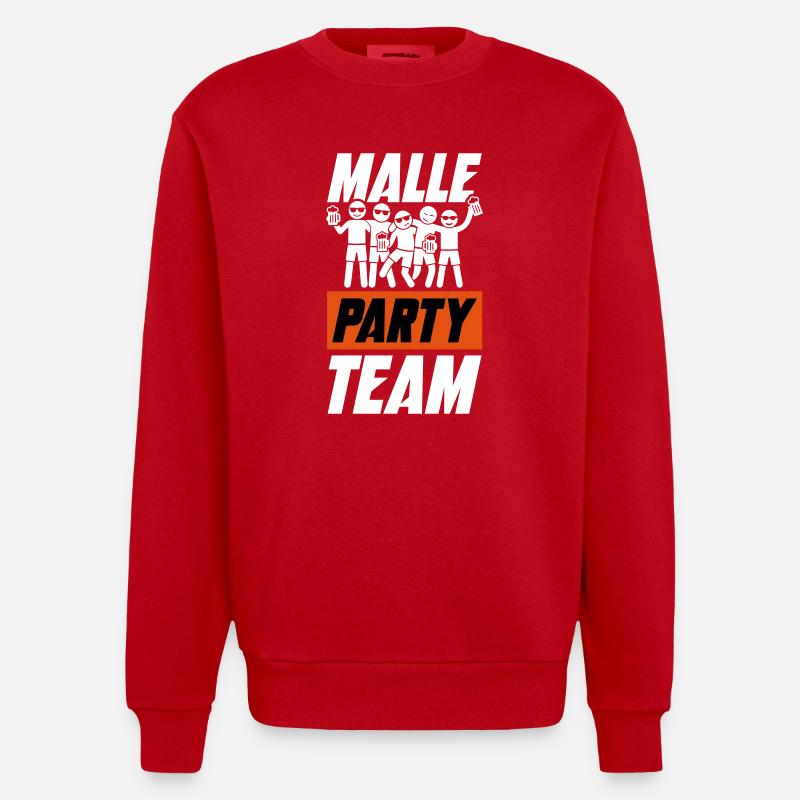 L’équipe Malle Party - Sweat bio épais oversize fabriqué en UE - rouge