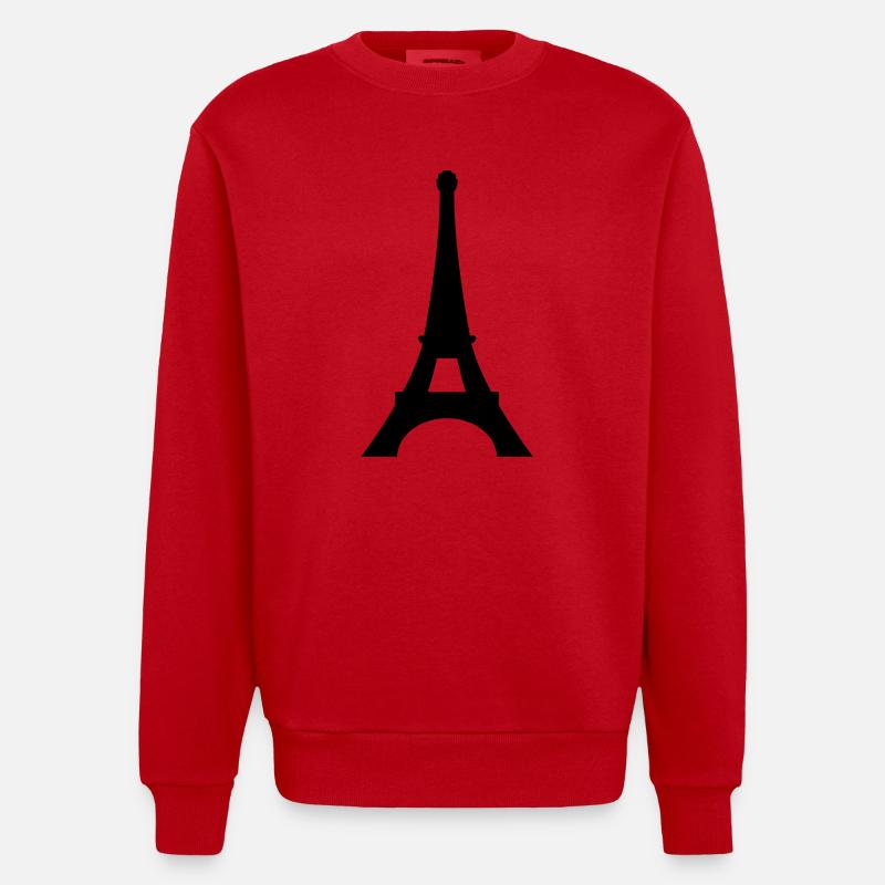 Paris Eiffelturm - Heavyweight Oversized Organic Crew Neck Made in EU - Rot