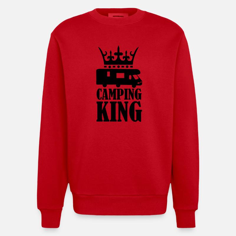 camping_king_01 - Heavyweight Oversized Organic Crew Neck Made in EU - Rot