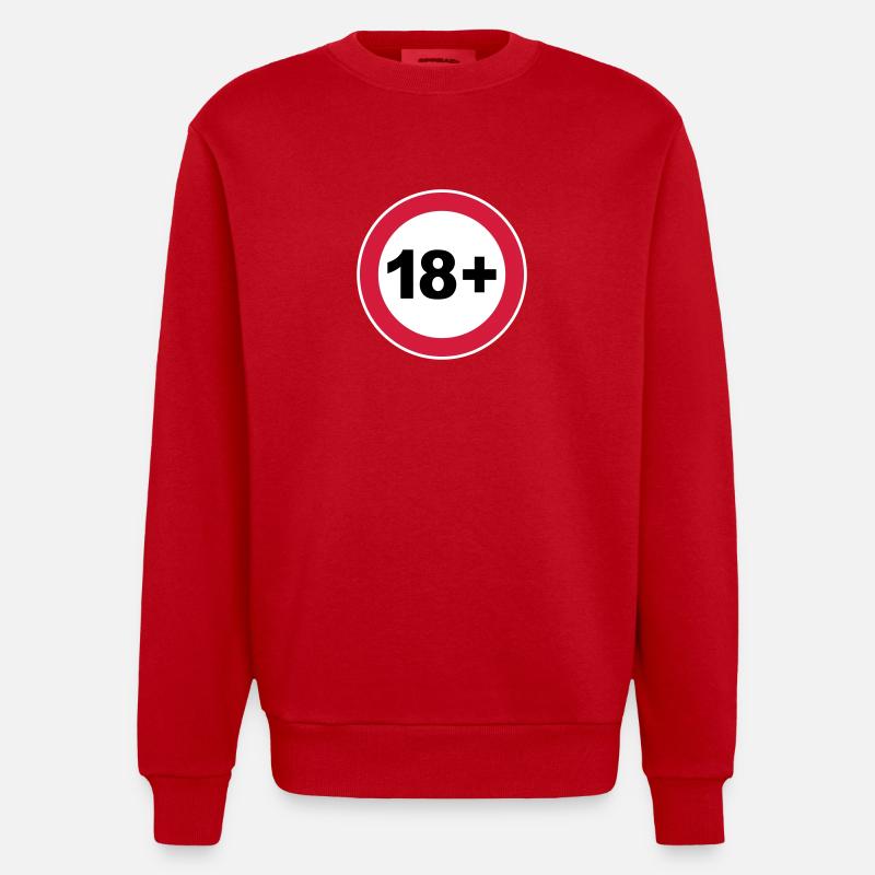 18th / 18th birthday. / 18+ - Heavyweight Oversized Organic Crew Neck Made in EU - red