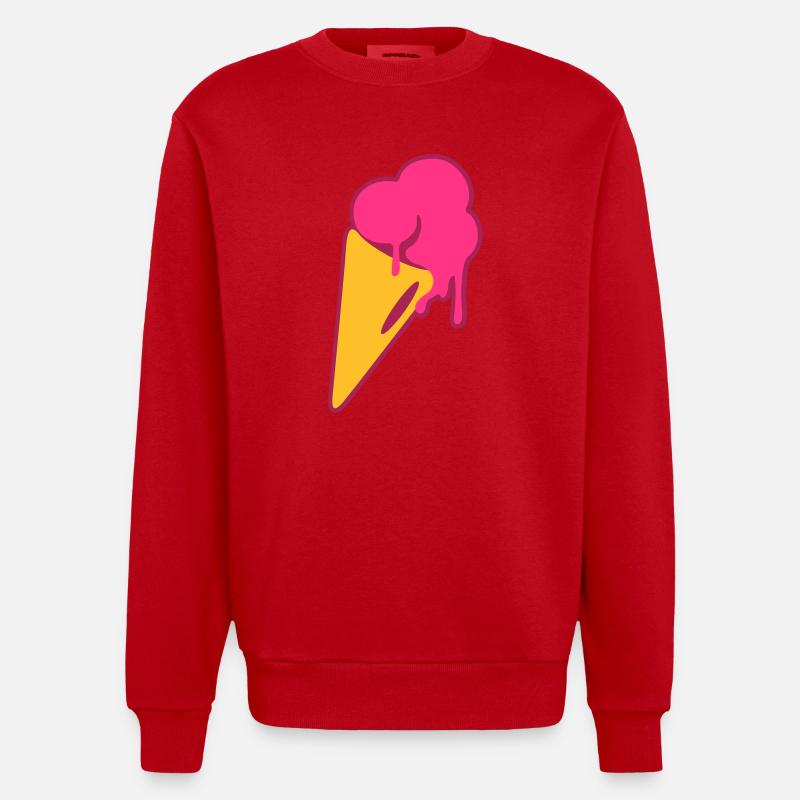 eis, Eiskrem, waffel, Sommer - Sweat bio épais oversize fabriqué en UE - rouge