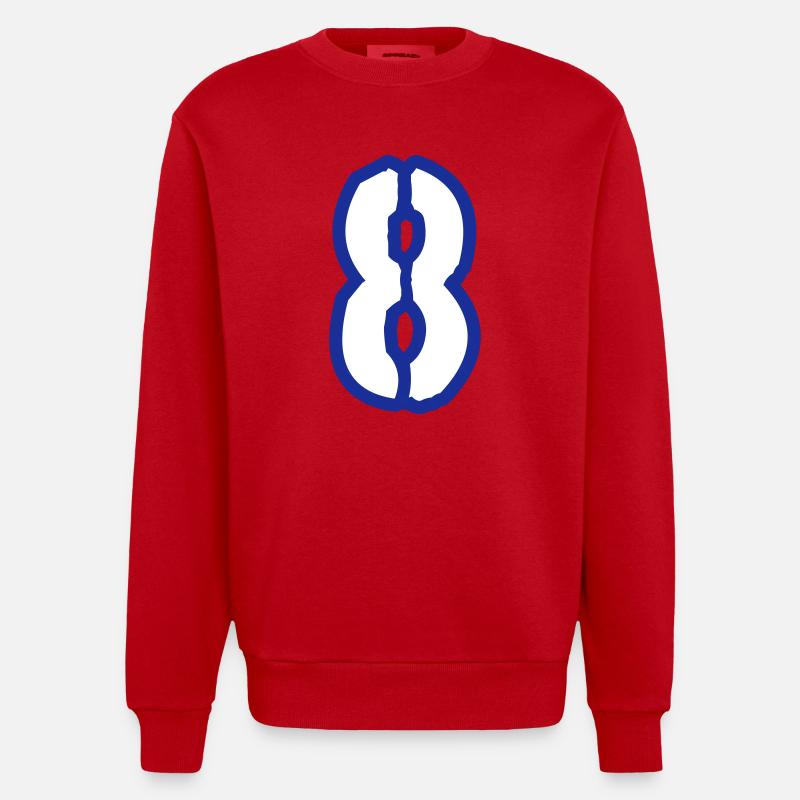8 Symbole numérique - Sweat bio épais oversize fabriqué en UE - rouge