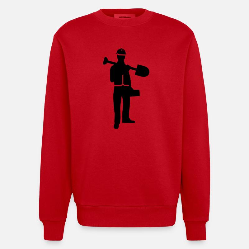Ouvrier du bâtiment - Sweat bio épais oversize fabriqué en UE - rouge
