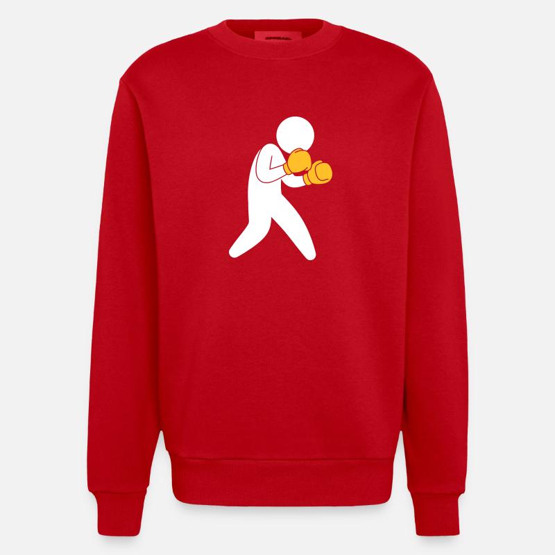 Un boxeur exerçant dans l'anneau - Sweat bio épais oversize fabriqué en UE - rouge