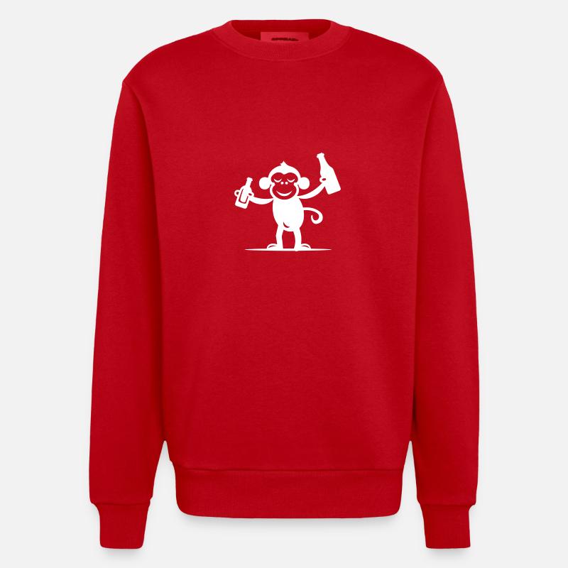 Fête Singe Drôle - Sweat bio épais oversize fabriqué en UE - rouge