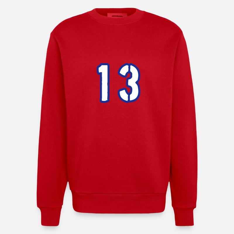 13 Symbole numérique - Sweat bio épais oversize fabriqué en UE - rouge