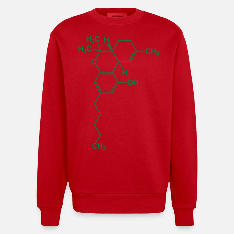 THC Tetrahydrocannabinol Molecule Cannabis - Heavyweight Oversized Organic Crew Neck Made in EU - red