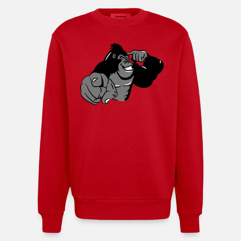 montrer Gorilla oiseau - Sweat bio épais oversize fabriqué en UE - rouge