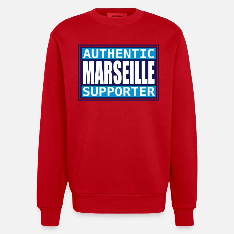 Authentic Marseille supporter - Heavyweight Oversized Organic Crew Neck Made in EU - red