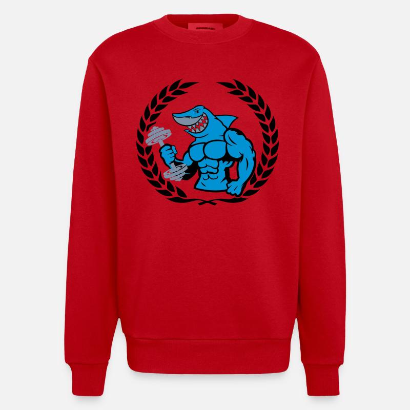 Haltère de musculation requin requin - Sweat bio épais oversize fabriqué en UE - rouge