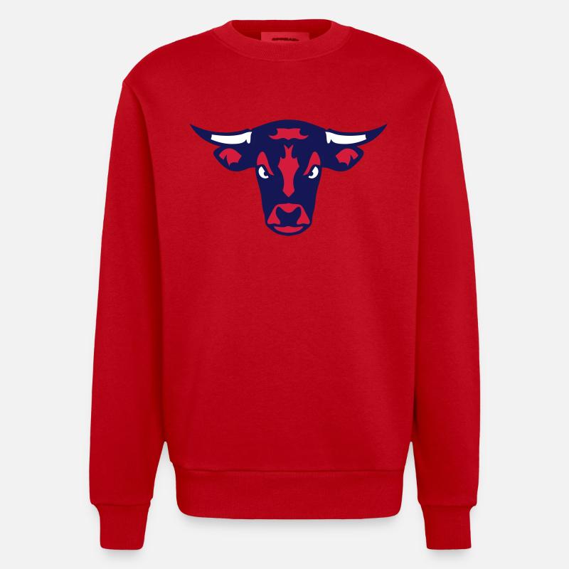 boeuf taureau bull 107 - Sweat bio épais oversize fabriqué en UE - rouge