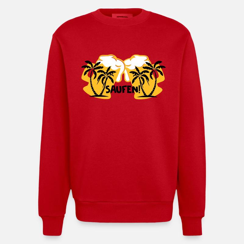 Saufen! - Heavyweight Oversized Organic Crew Neck Made in EU - Rot