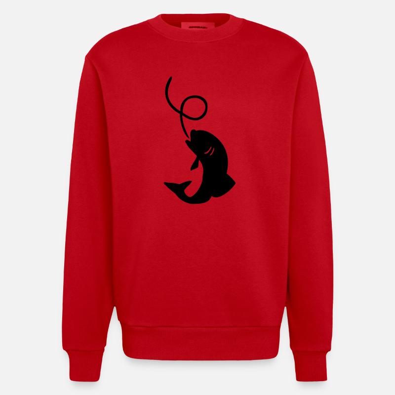 Poisson Pêche - Sweat bio épais oversize fabriqué en UE - rouge