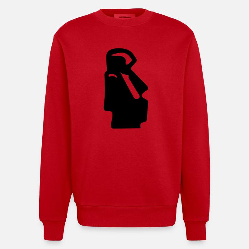 Osterinsel-Statue Statue der Osterinsel - Heavyweight Oversized Organic Crew Neck Made in EU - Rot