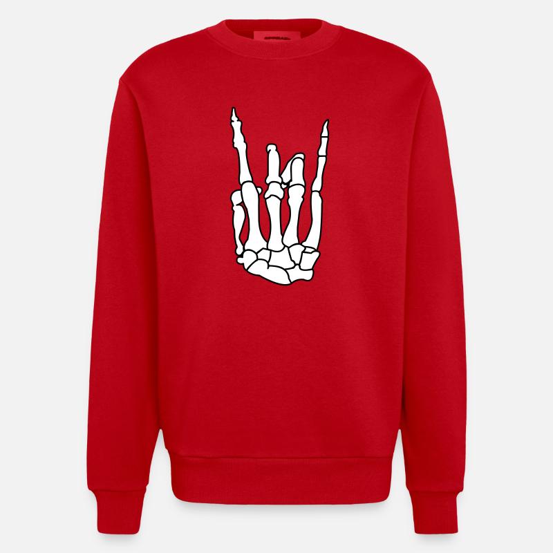 skull_hand_02 - Sweat bio épais oversize fabriqué en UE - rouge