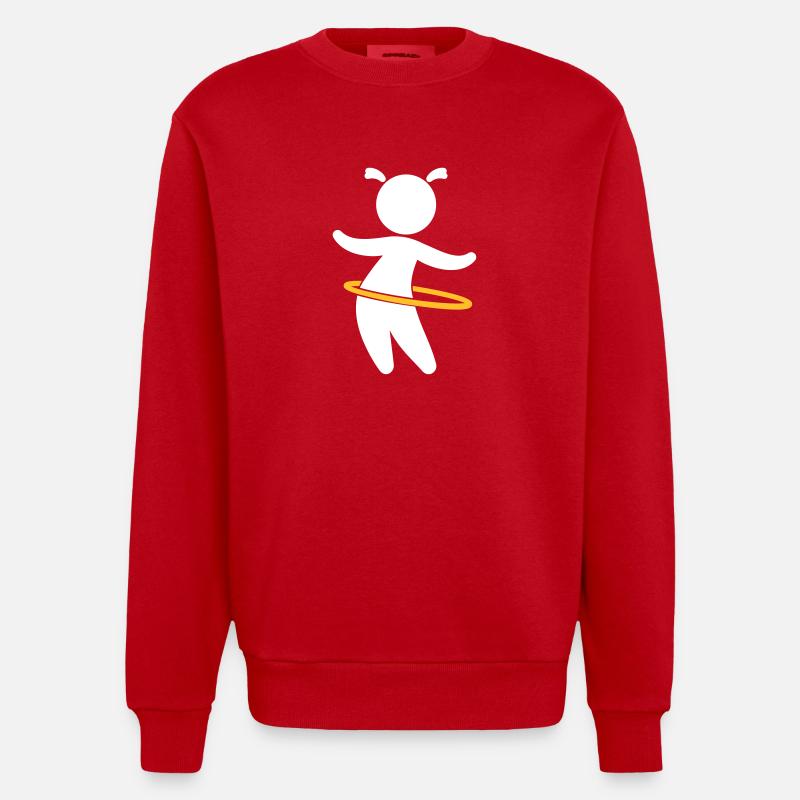 Jeu d'enfant avec Hoolahoop - Sweat bio épais oversize fabriqué en UE - rouge