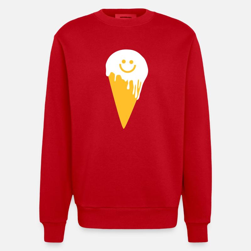 happy ice cream - Sweat bio épais oversize fabriqué en UE - rouge