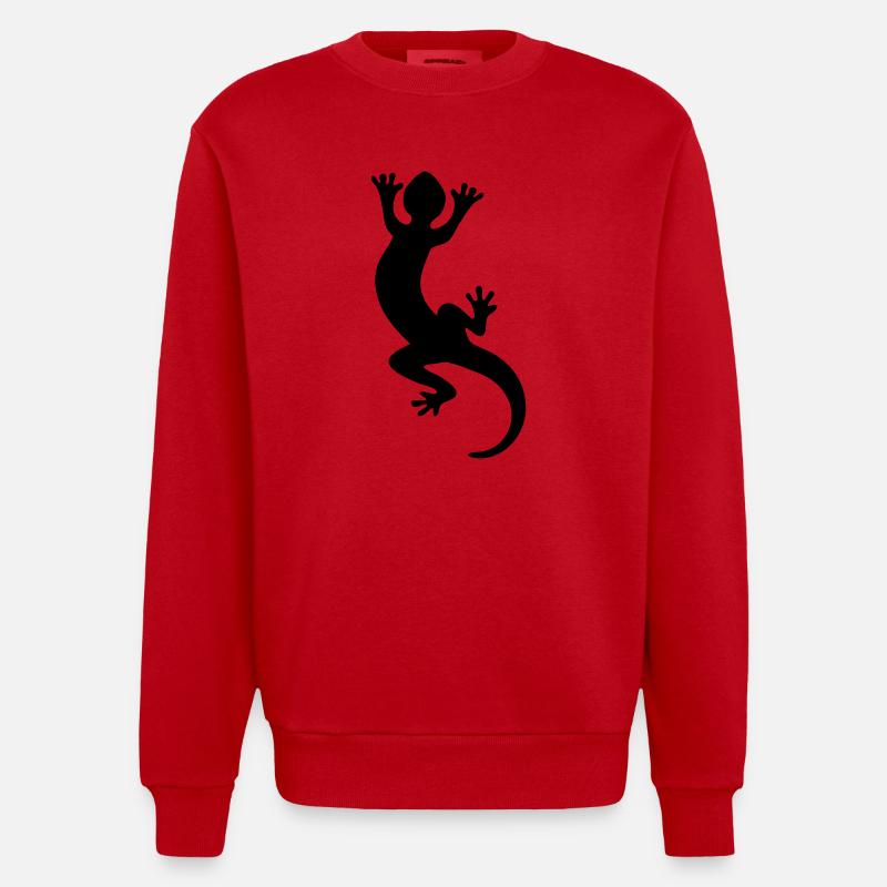 Eidechse / Echse / Lizard / Gecko - Heavyweight Oversized Organic Crew Neck Made in EU - Rot