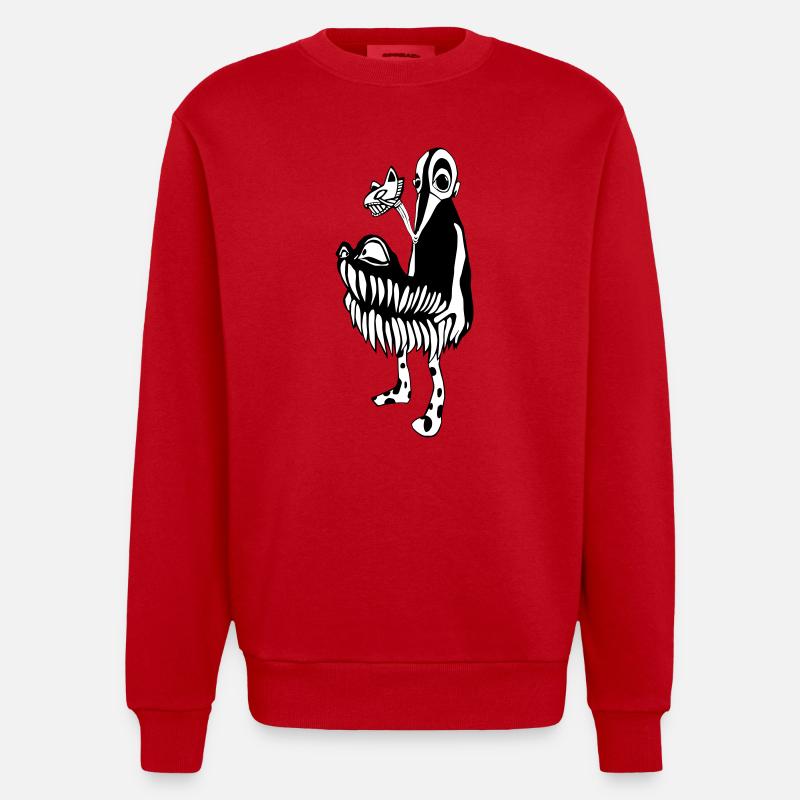 Monster Illustration karakter PUK-koder - Heavyweight oversized organic trøje med crewneck made in EU - rød