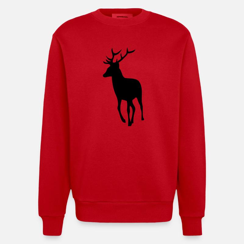 Hirsche Hirsche Silhouette Schatten Shadow1 - Heavyweight Oversized Organic Crew Neck Made in EU - Rot